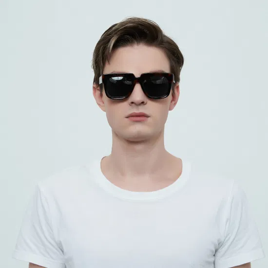 Nuovo design per occhiali da sole per uomo e donna, lenti UV400, occhiali da sole quadrati in acetato demi di alta qualità